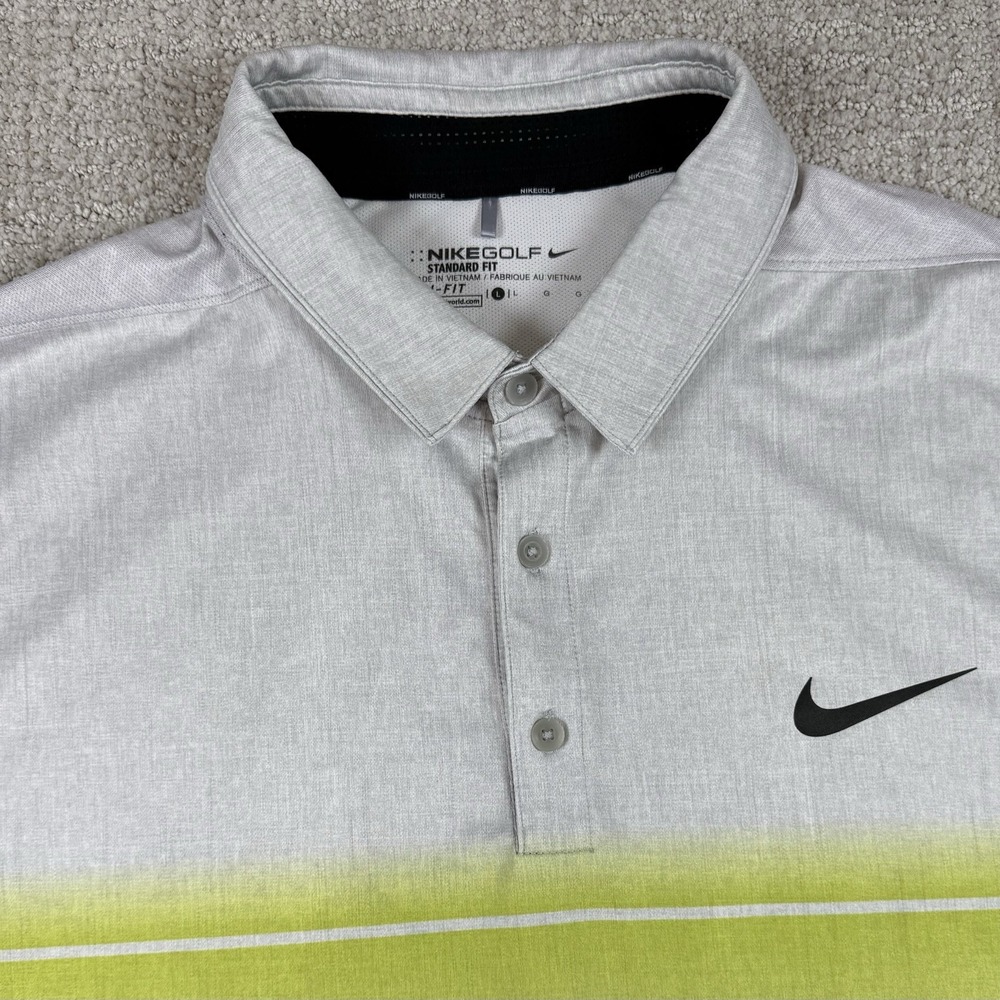 Nike Dri-Fit Men's Large Standard Fit Gray Performance Golf Polo Shirt